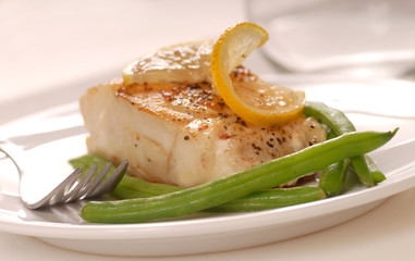 Cod with green beans