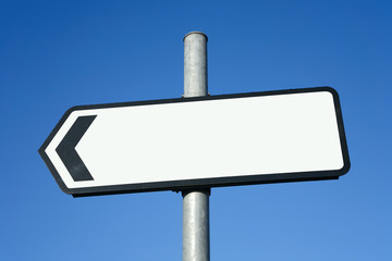 Left pointing direction sign with space for text.