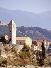 Fototapeta na wymiar the bell tower of St John in Rab town in Croatia