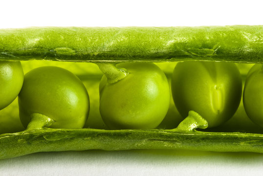 Green peas on white