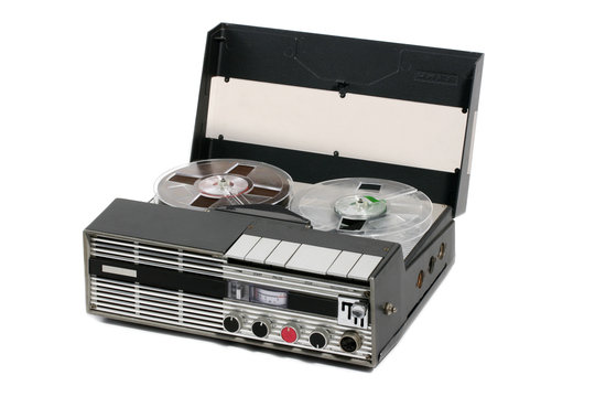 retro portable open reel tape recorder