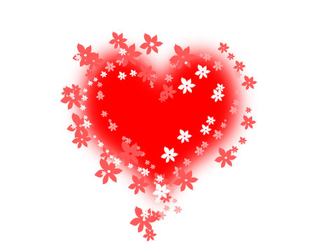 Symbolic St Valentine's hearts on white
