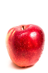 red apple with water drops