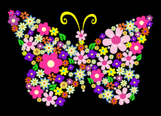 spring flower butterfly vector illustration