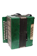 Green Accordion, isolated on white background