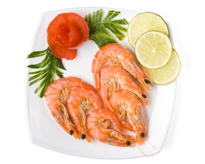 The boiled tiger shrimps