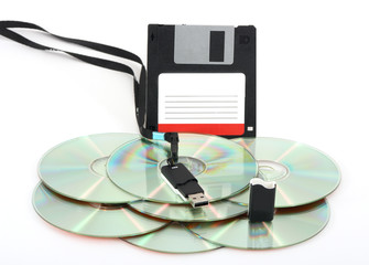 Diskette, compact disks and flash