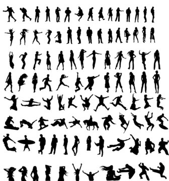 large set of vector silhouettes