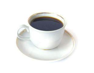 Cup of black coffe on white