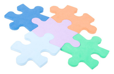close-up five colored puzzle blocks - 11287413