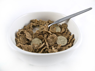Bowl of Credit Crunch Breakfast Cereal