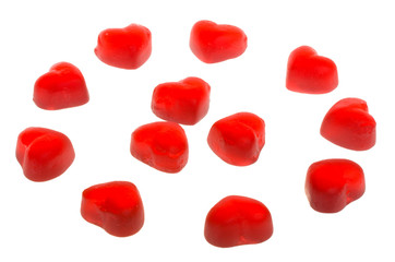 many heart shaped fruit jellies