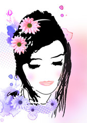 Beautiful woman drawing