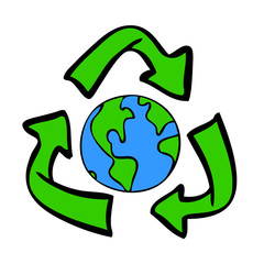 Recycle Symbol around Earth
