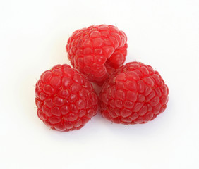 Raspberries; Objects on white background