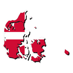Denmark map flag with shadow