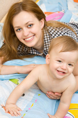 Happy mother with her little boy