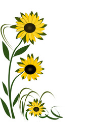 Background with abstract sunflowers