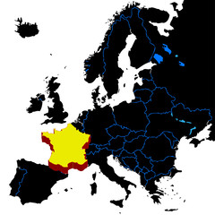 European map with France highlighted