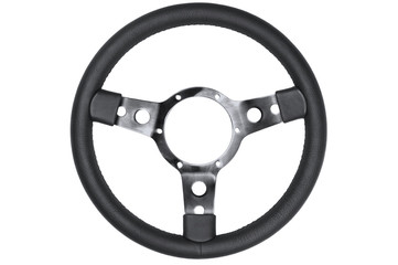 Leather steering wheel isolated