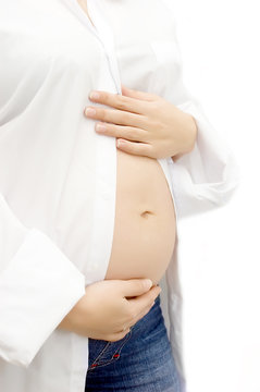 Pregnant woman hands