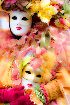 Soft focus picture of venetian carnival mask.
