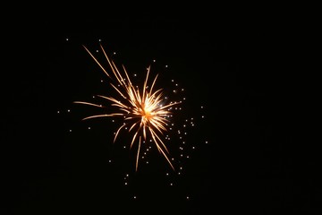 Obraz premium Fireworks exploding over a dark night sky