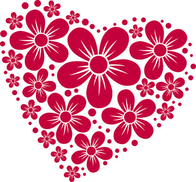 red heart silhouette from floral pattern