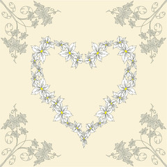 heart of flowers in the decoration