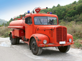 Red old fire-engine of Montenegro