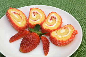 Jam roll cake slices
