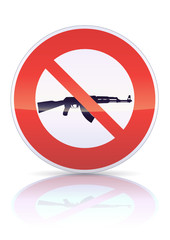 Panneau d'interdiction des armes de guerre (reflet m&eacute;tal)