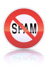Panneau d'interdiction du spam (reflet métal)