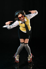 Crazy Girl pulling faces