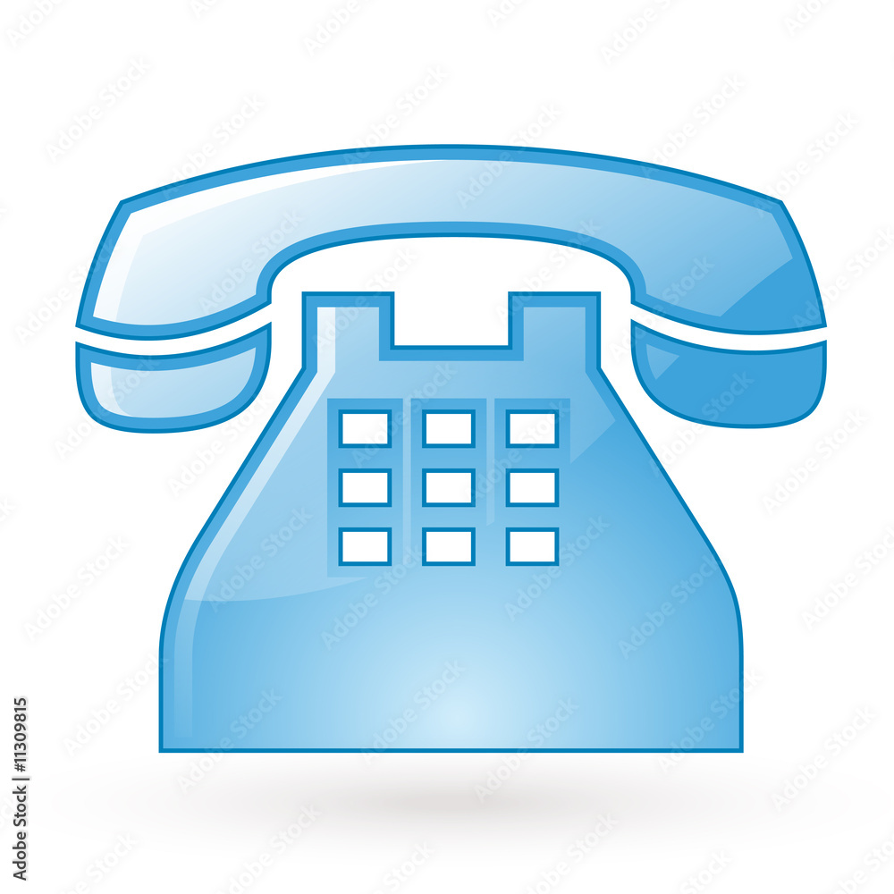 Wall mural Blue Telephone Icon