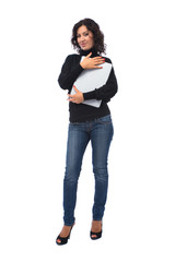 businesswoman with blank board