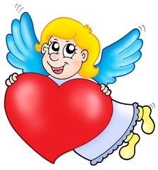 Smiling cupid with heart
