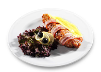 Salmon Steak in Bacon