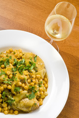 Morrocan Chicken and a Glass of White Wine