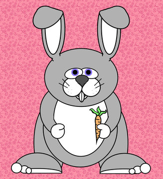 Bunny Rabbit Cartoon - Isolated On Pink Pattern