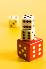 cubes on yellow background