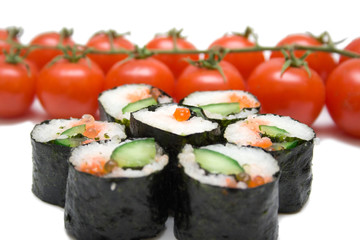 sushi and tomatoes
