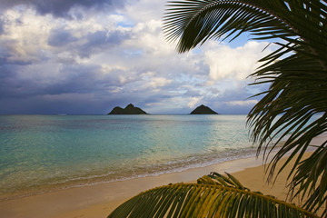 lanikai beach on the windward side of oahu in late afternoon