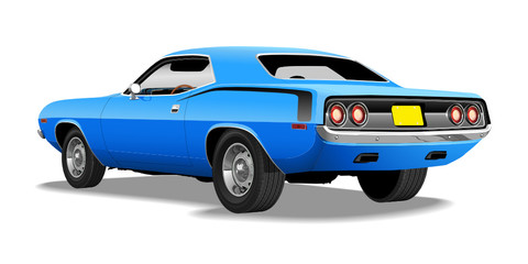 Obraz na płótnie Canvas Blue 1970's Muscle Car