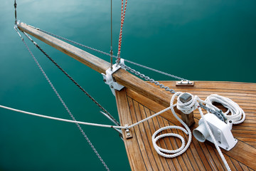 Ropes and deck on blue