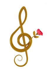 Obraz premium Treble clef and pink rose
