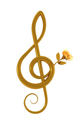 Obraz premium Treble clef and yellow rose