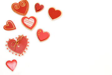 frame made of red hearts isolated on white. space for text