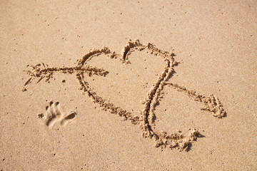 heart on beach