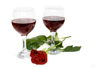 Fotobehang Red wine and rose © Melinda Nagy
